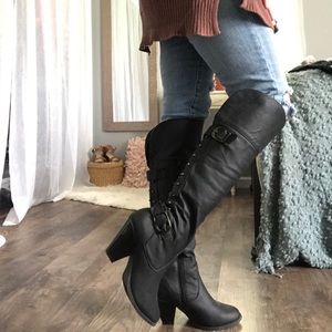 Knee High Black Studded Boots